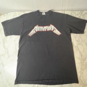 Vintage 90s Archaic Smile Muthafuca Punk Band T Shirt Size Large Cal Cru Label